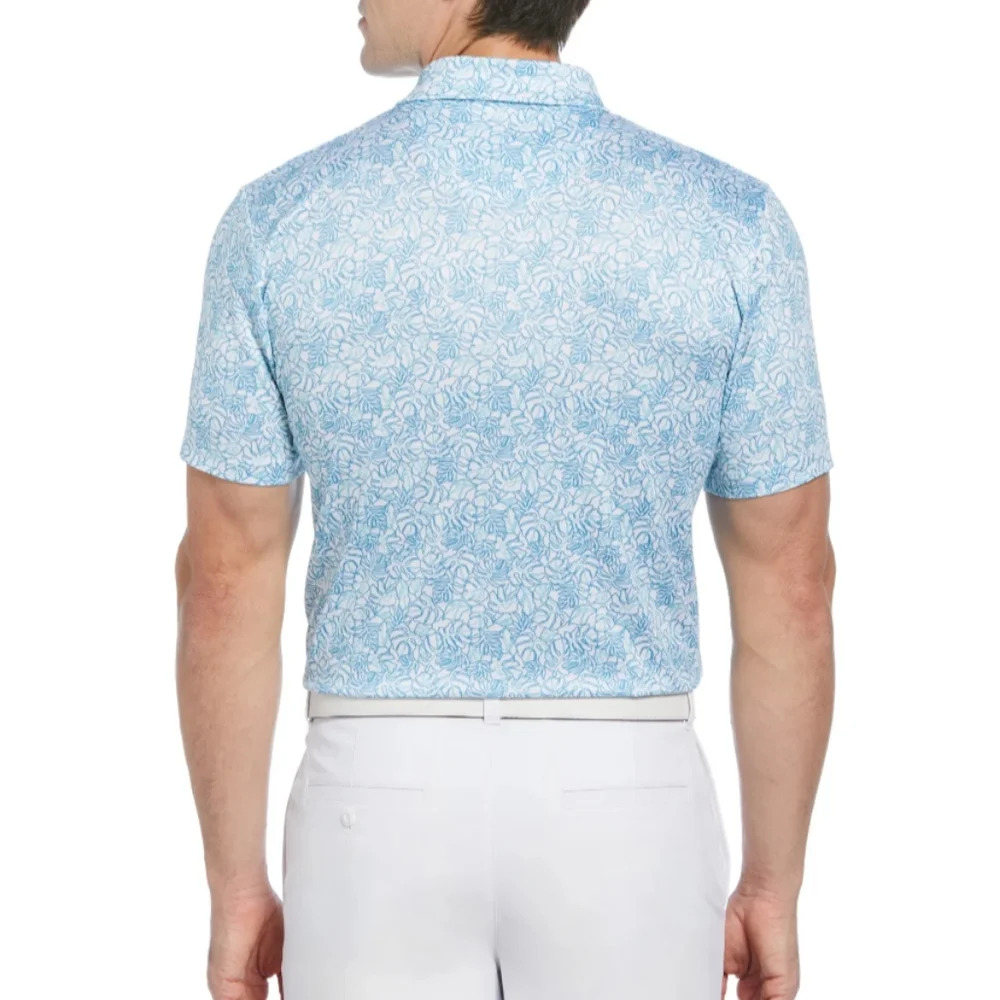 Ben Hogan Men's Size XXL (46/48) Glowing Foliage Print Golf Polo Shirt White/Blu - Picture 2 of 5